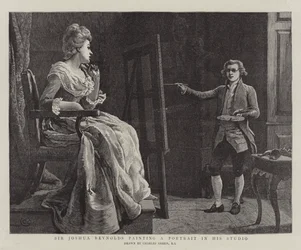 Sir Joshua Reynolds peignant un portrait dans son atelier